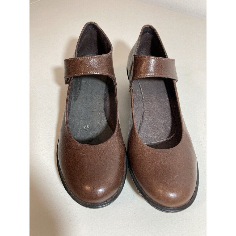 Dansko Jenna Shoes Womens Size 38 Brown Leather Ankle Strap Casual Comfort Wedge